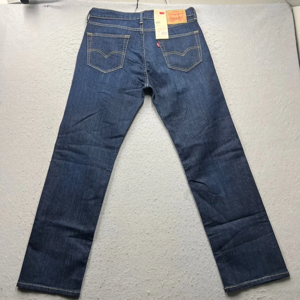 Levis 505 Regular Fit Jeans Mens 34x32 Dark Wash Straight Leg Denim 00505-1314